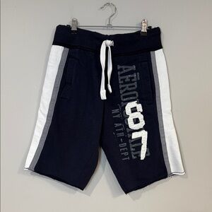 Aeropostale Dark Blue and White Casual sweat shorts 87 with drawstring jorts
